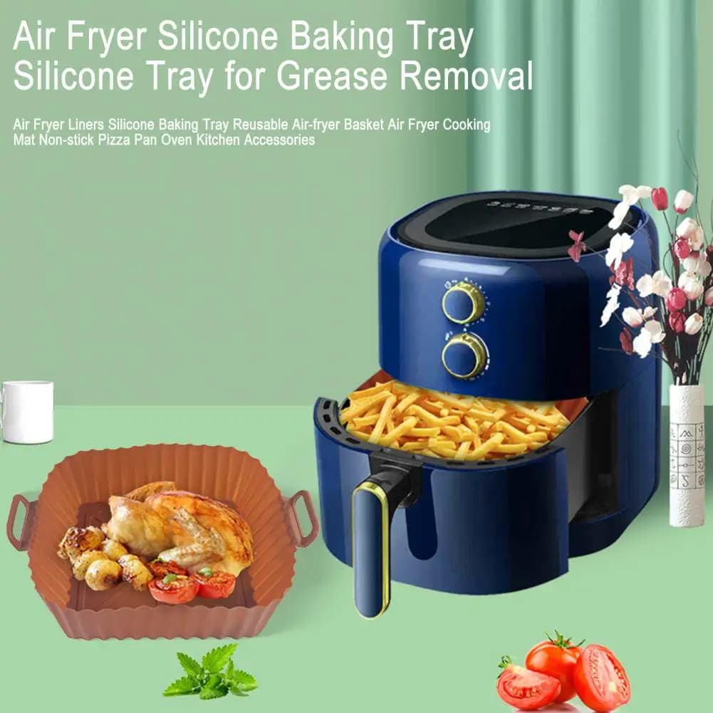 Air Frying Machine Kitchen Mat Silicone Air Frying Machine Silicone Air Frying Machine Reusable Baking Oven Set of Non Sticky Pizza Pans for Fat Frying Machine