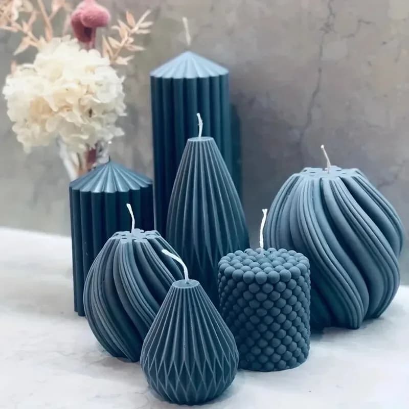 Stampo in silicone a strisce a spirale 3D per candele profumate fai-da-te, artigianato in argilla, cera, colata di resina - Stampo per candele di forma irregolare
