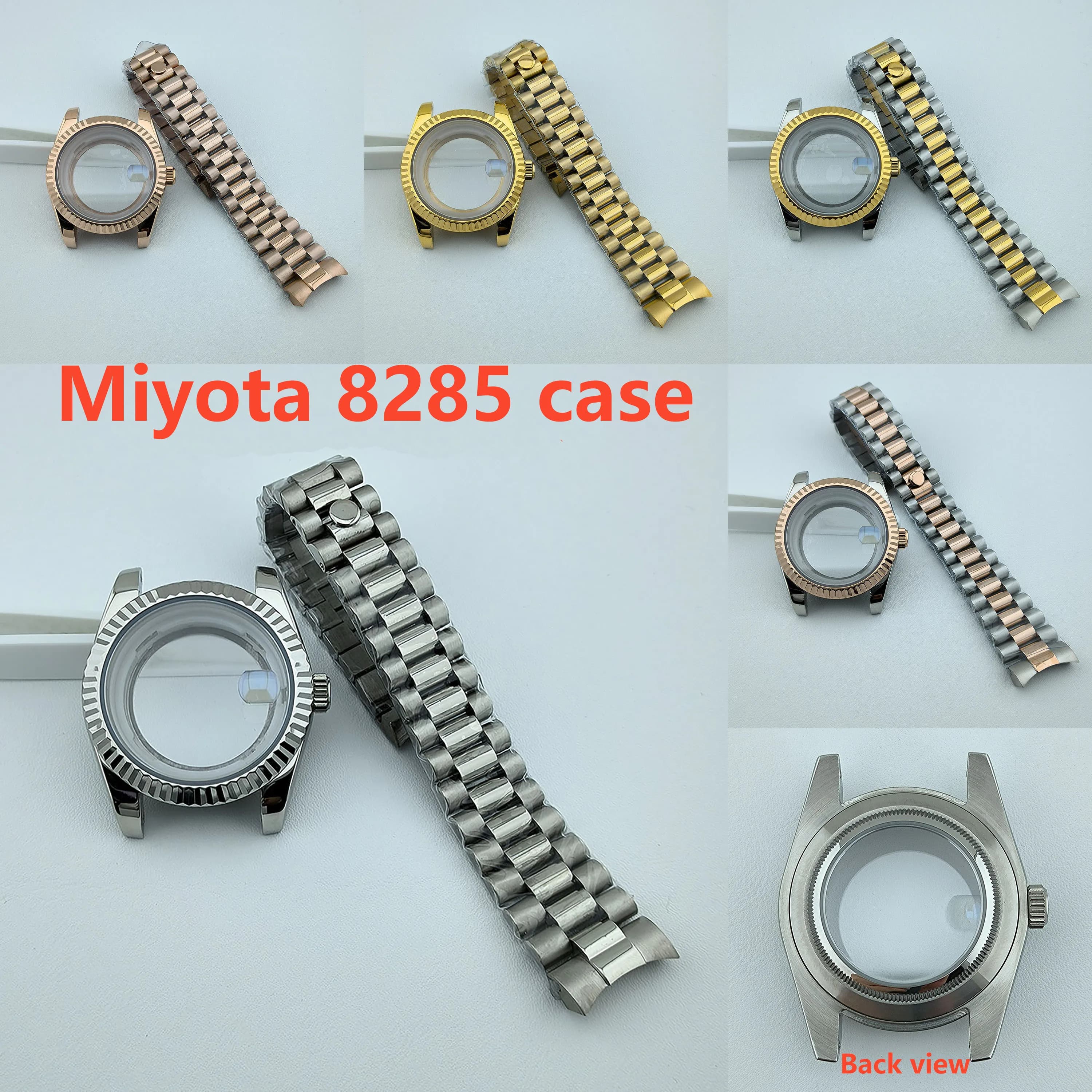Cassa dell'orologio Miyota8285 da 39 mm, orologio automatico da uomo in acciaio inossidabile, vetro zaffiro, adatto per accessori per orologi con movimento 8285
