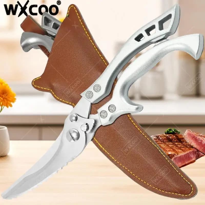 WXCOO Forbici da cucina in acciaio inossidabile ultra affilate per carne, pesce, verdure, forbici per barbecue per ossa di pollo