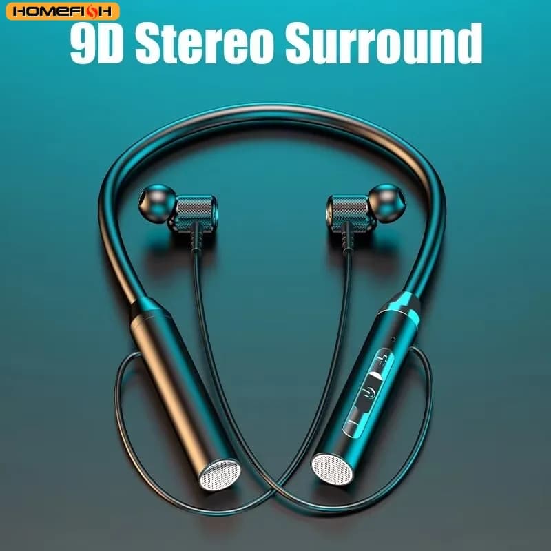 Bluetooth 9D Sport Magnetic Wireless Headphones with TWS Ring Wireless with Microphone