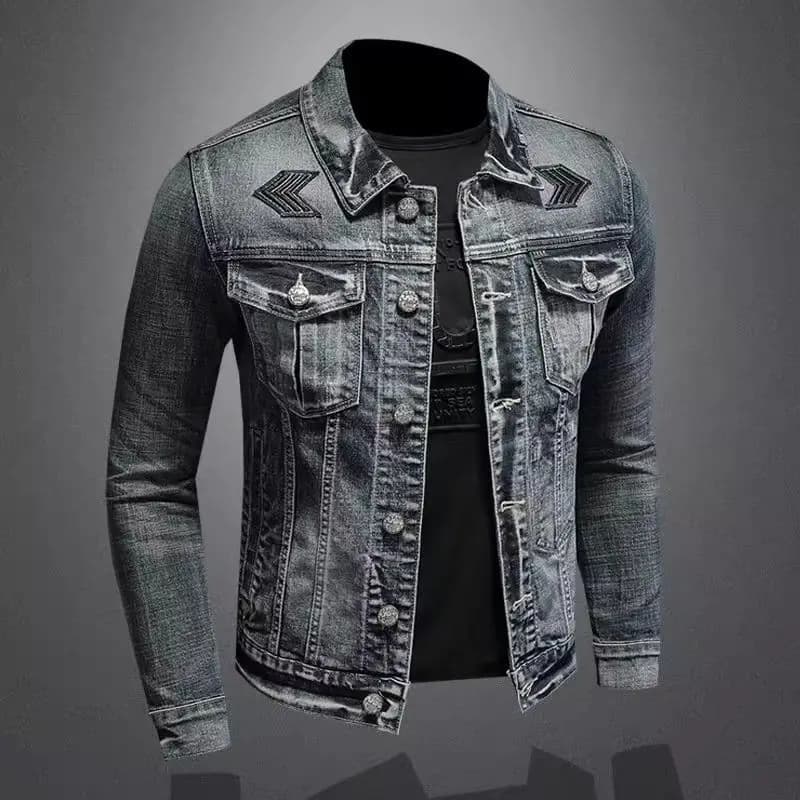 Giacca di jeans vintage da uomo High Street Trend Loose Street Riding Biker Abbigliamento Bello casual con risvolto abbottonato Abbigliamento da uomo