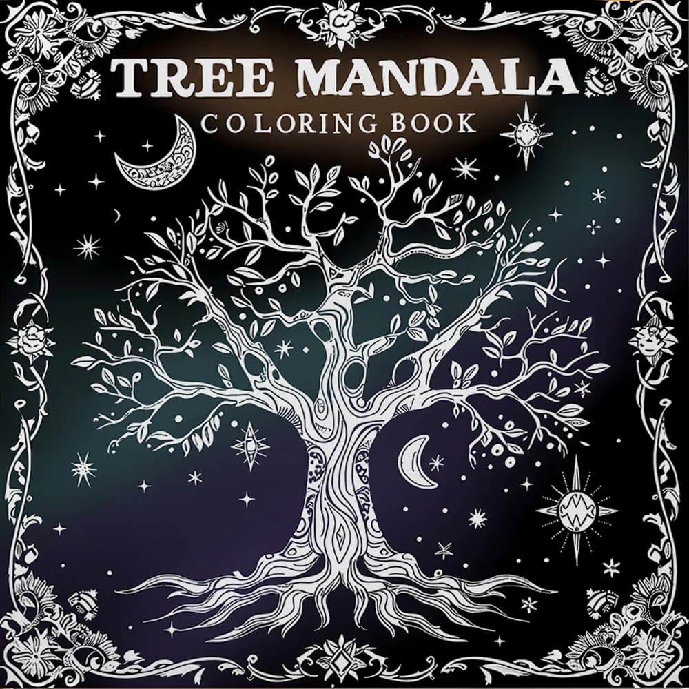 TREE MANDALA Coloring Book 24 Pages For Adults And Teens Mandala Art Theme Kill Time Graffiti Painting Drawing Gift