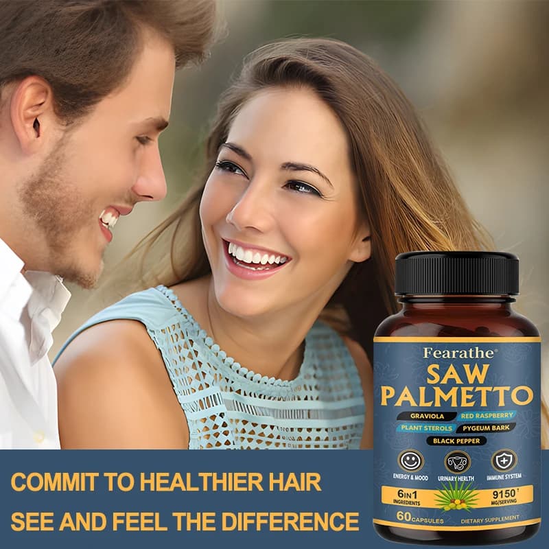 Supplemento Saw Palmetto con corteccia Pygeum, per la salute della prostata, la crescita dei capelli, supporto immunitario, 120 capsule