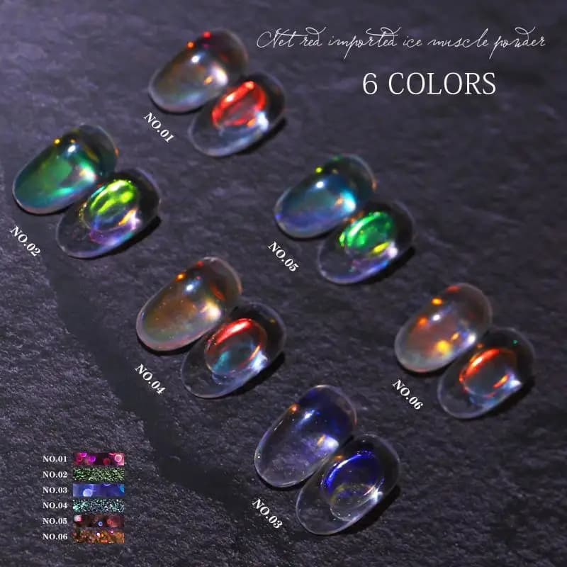 Polish Art Decoration SuppliesNail Glitter Aurora Ice Transparent Laser Rainbow Mirror Gel Pigment Powder Chrome Nail Charm Gel