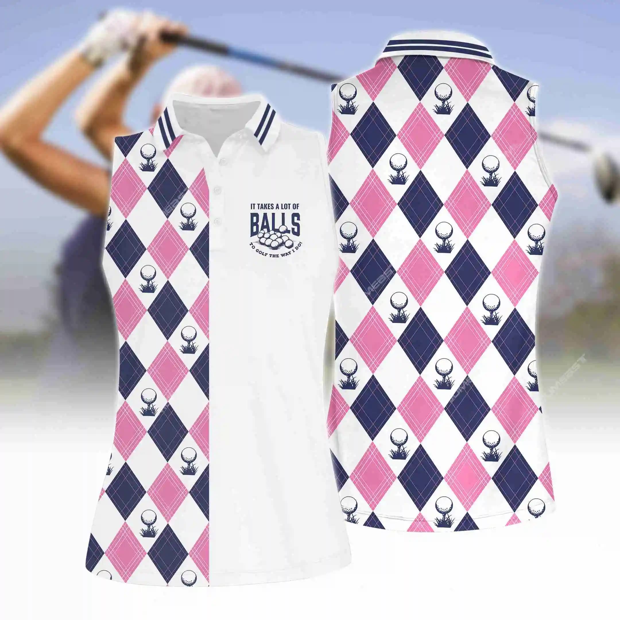 Jumeast Polo da golf senza maniche da donna 3D Swing Flamingo Argyle Graphic Tee Leggero Sport Allenamento Academia Drip Style