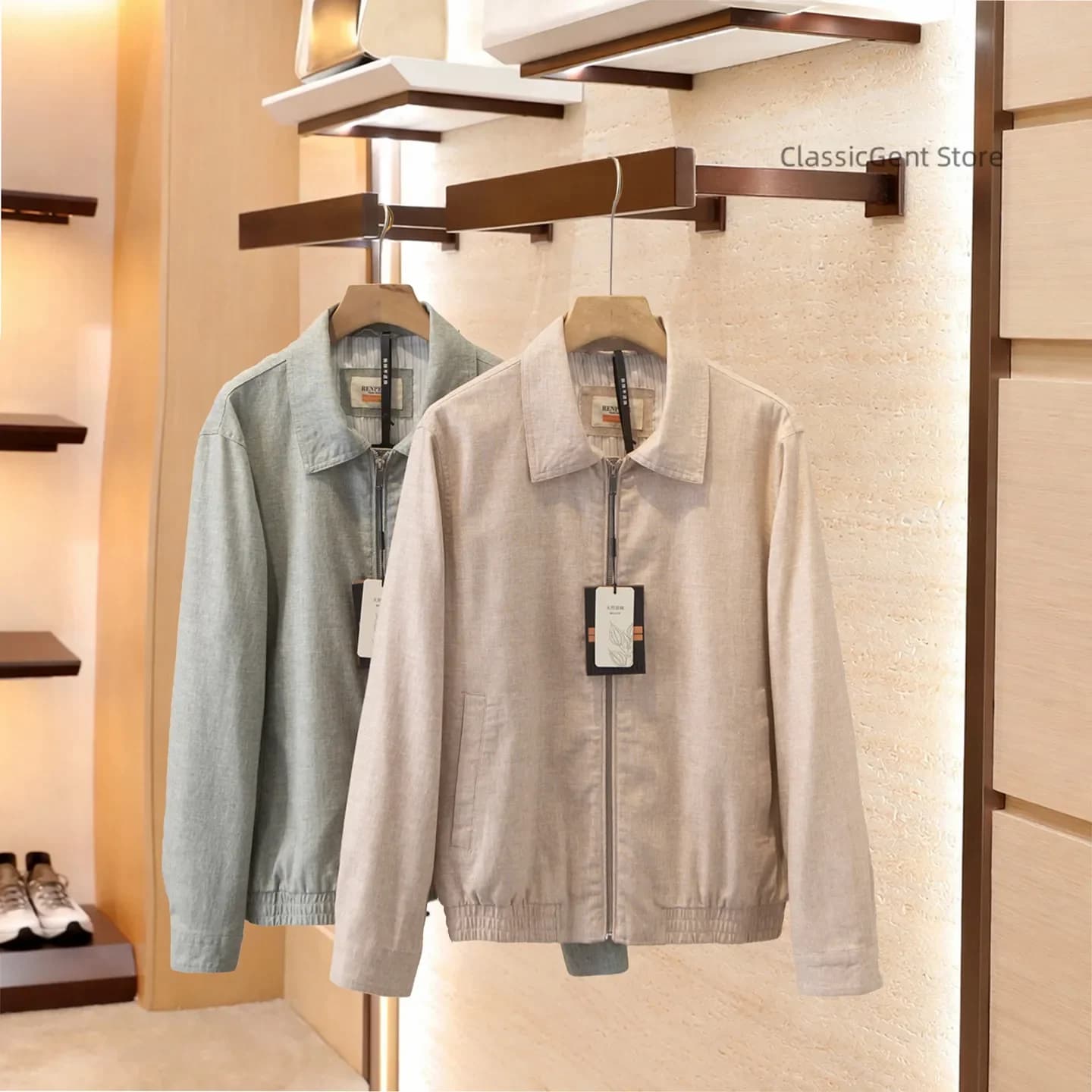 Giacca Corta Casual da Uomo in Lino Naturale Antibatterico Stile Classico per Primavera e Autunno