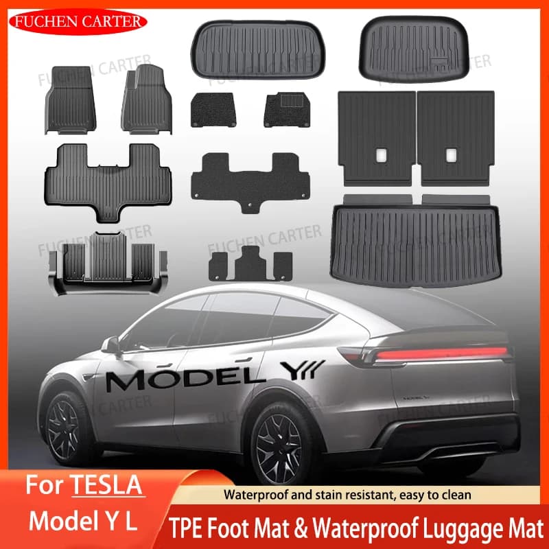Per Tesla Nuovo Modello YL 2026+ Tappetini Auto in TPE, Tappetino Bagagliaio, Protezioni Schienale e Paracolpi, Accessori Interni Auto
