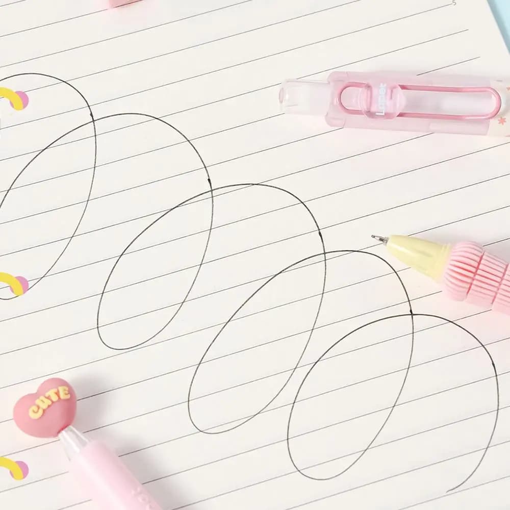 Set di 4 penne gel con punta ST da 0,5 mm per cartoni animati, inchiostro nero, penna a sfera ad asciugatura rapida, penna per scrivere, ufficio scolastico
