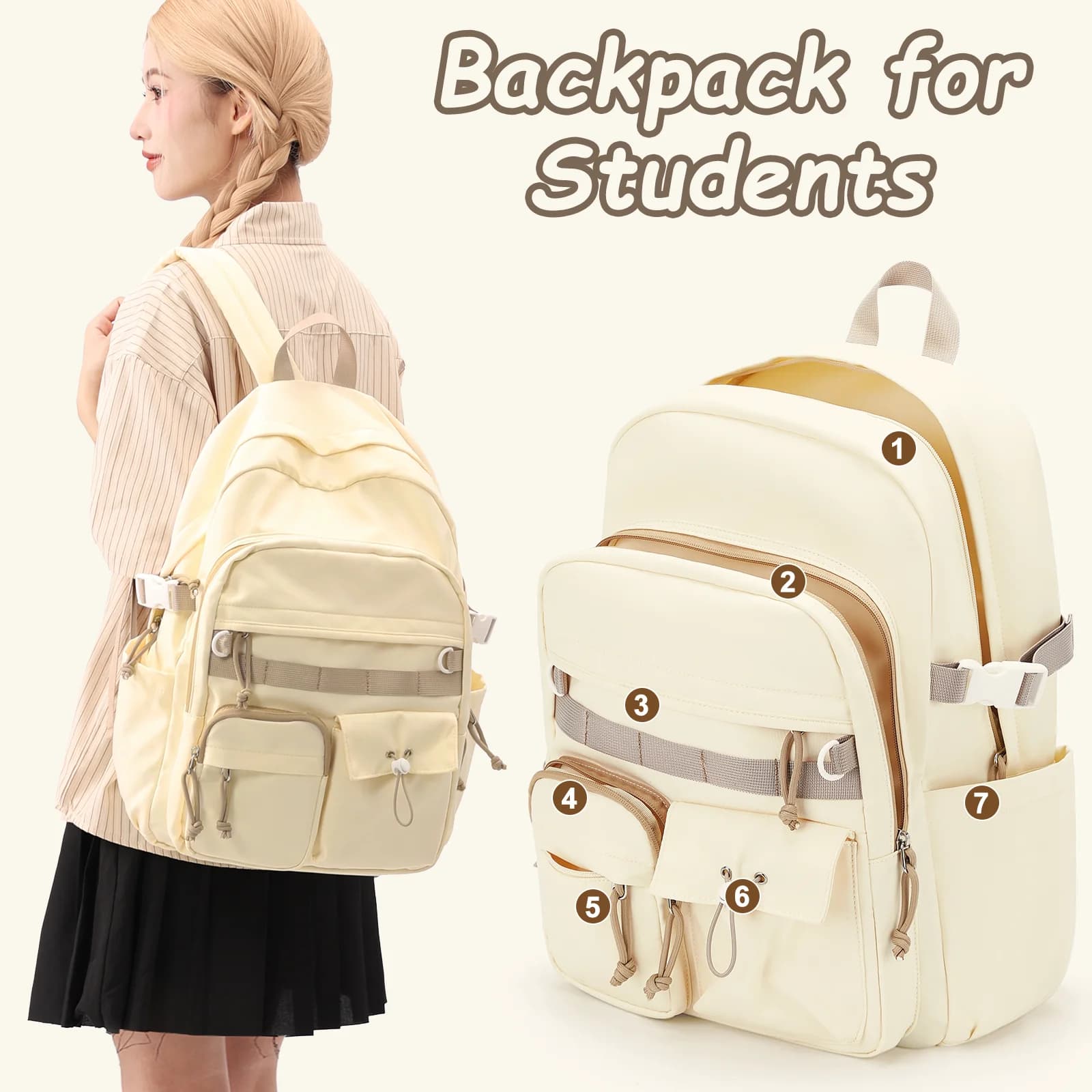 Zaino scuola bambino ragazza libro borse donna Casual Outdoor Daypack Feminina zaino impermeabile Multi-tasca borsa per Laptop da viaggio
