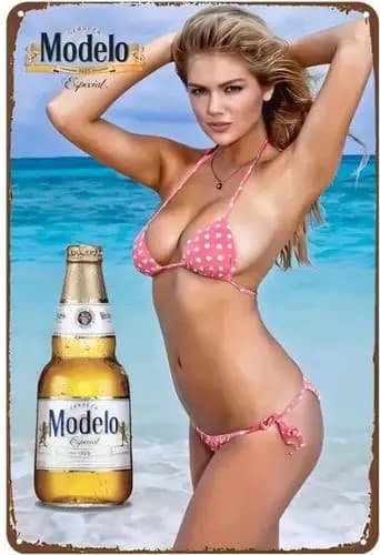 Insegna in Metallo Decorativa Casa Modelo con Modello Bikini in Stile Birra Messicana