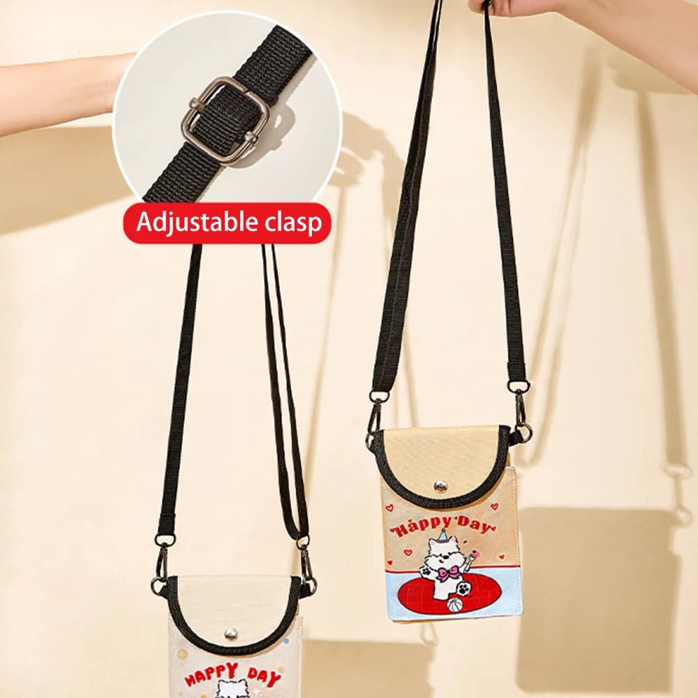 Mini borsa a tracolla in tessuto Oxford porta documenti per passaporto borsa da viaggio quadrata multifunzionale tasche casual per cellulare borsa da appendere in rete