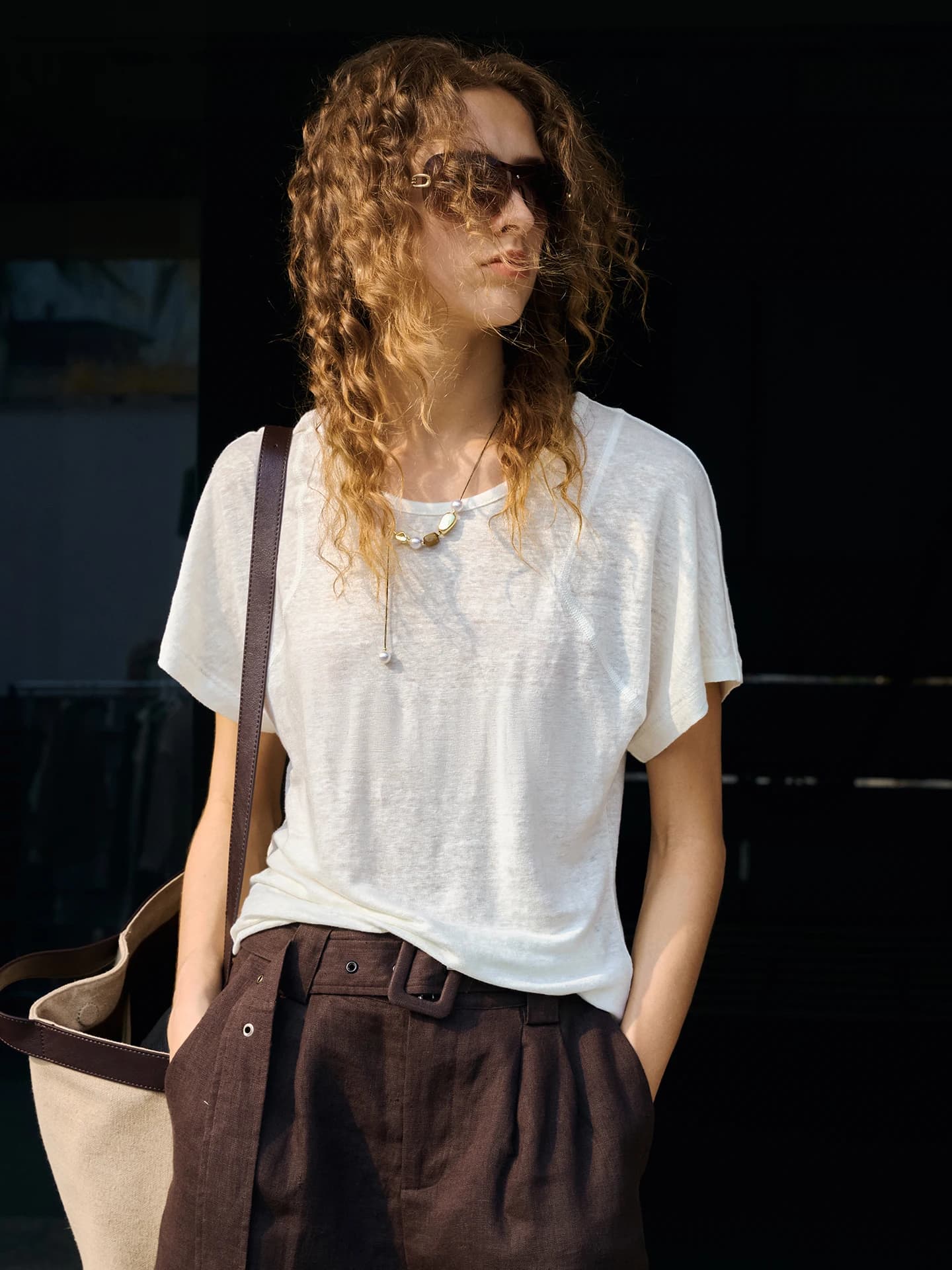 100% Pure Linen Women's T-shirt Cool Sensation Breathable High-end Linen round Neck Basic Short Sleeve Top Commute Vacation S...