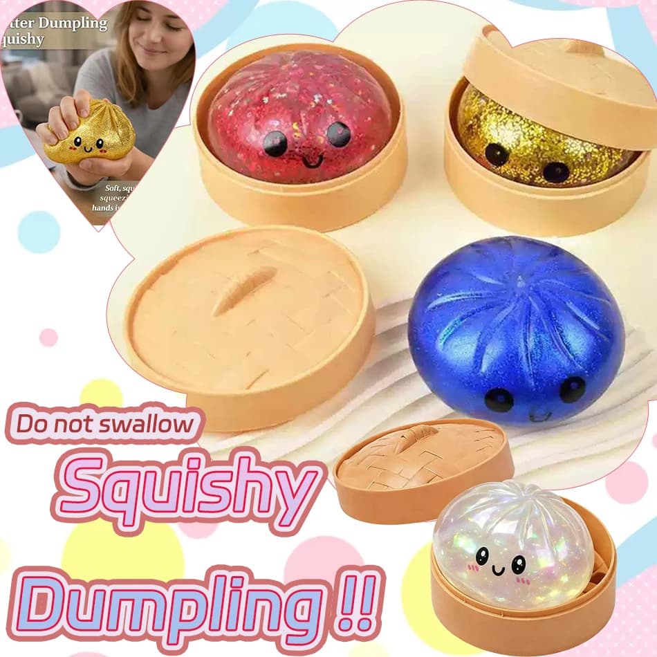 4 Styles Realistic Giant Dumpling Squeeze Toy With Bamboo Steamer Soft Dough Ball Decompression Fidget Toy Funny Creative Gift