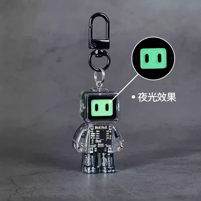 Nuovo Portachiavi Robot Luminoso, Ciondolo per Borsa, Accessorio Creativo per Coppie, Charm Decorativo Luminoso di Tendenza