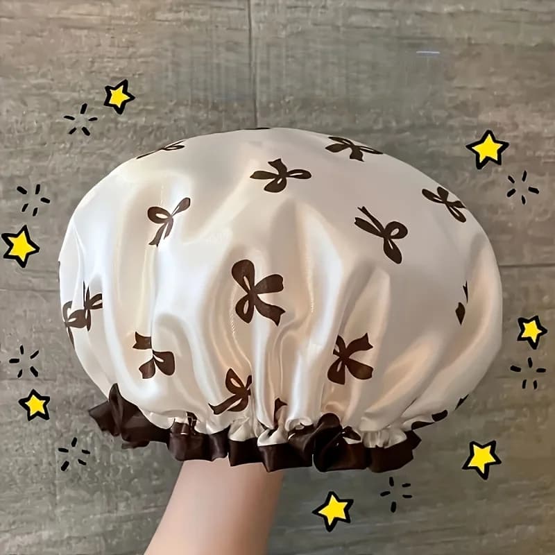 Double Layer Waterproof Butterfly Bath Head, Adjustable Elasticity, Suitable for washing face, drying hair, make-up, bathroom December