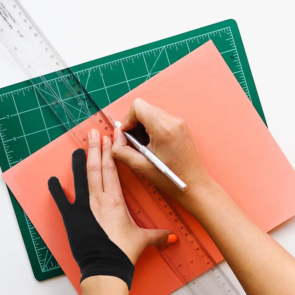 Set di 3 Guanti Leggeri e Compatti per Disegno e Pittura, Anti-Impronta, a Due Dita, per Artisti e Uso su Tablet e Carta