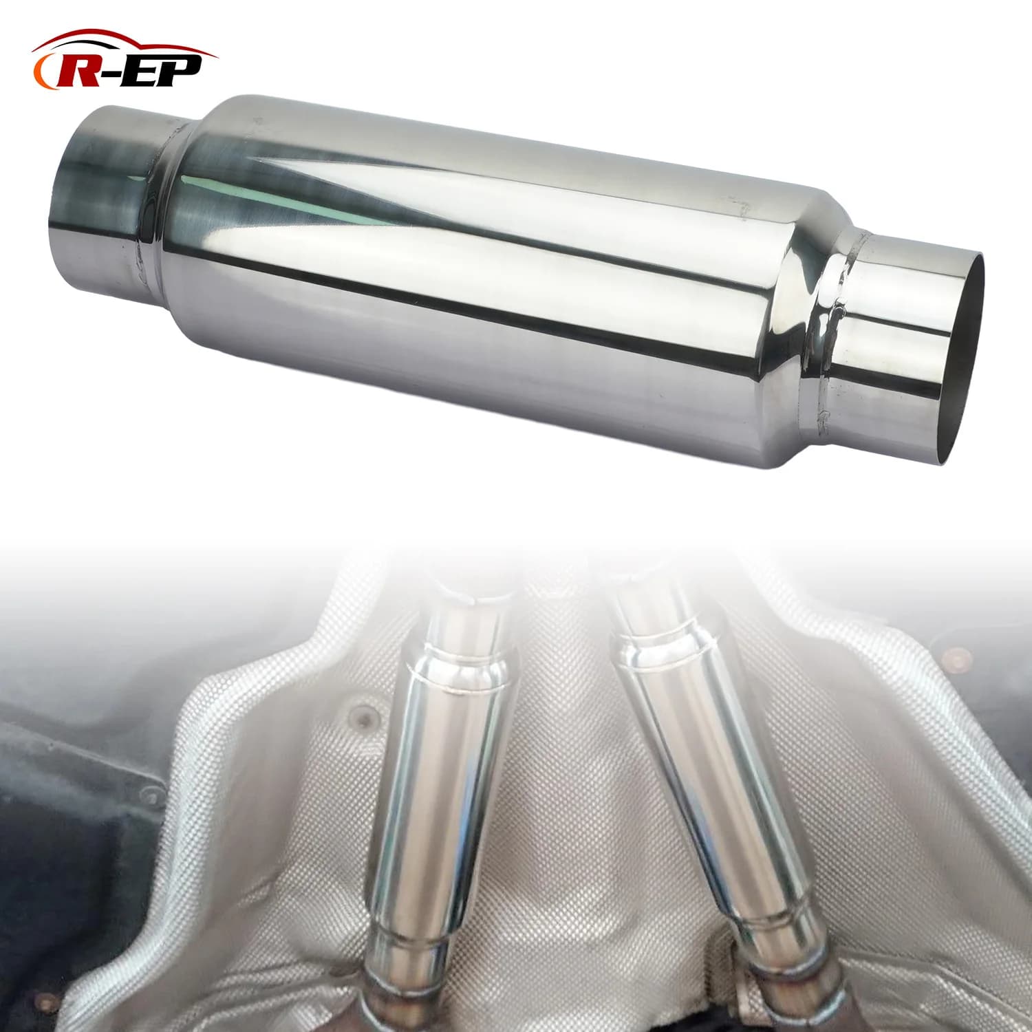 Universale 3 "/2.5"/2 "/2.25" Silenziatore Di Scarico Tubo Risonatore Auto Tubo A Spirale Silenziatore Suono Profondo 13.8 "Lunghezza Risonato In Acciaio