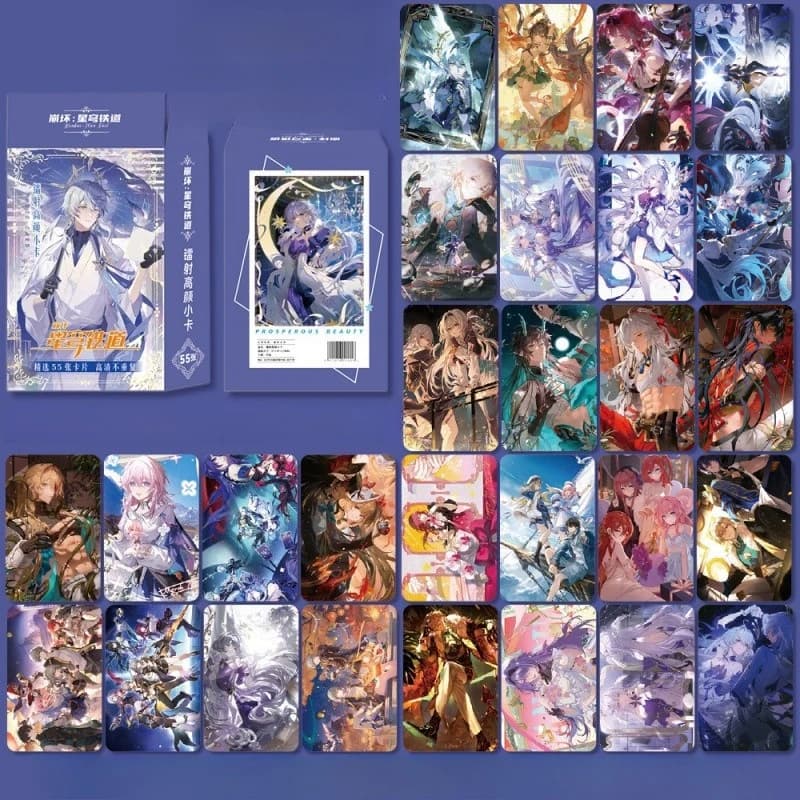 55PCS Hot Game Honkai: Star Rail Series Laser Small Card Cartoon Character Creativity Printing HD Card Game Merchandise Gift