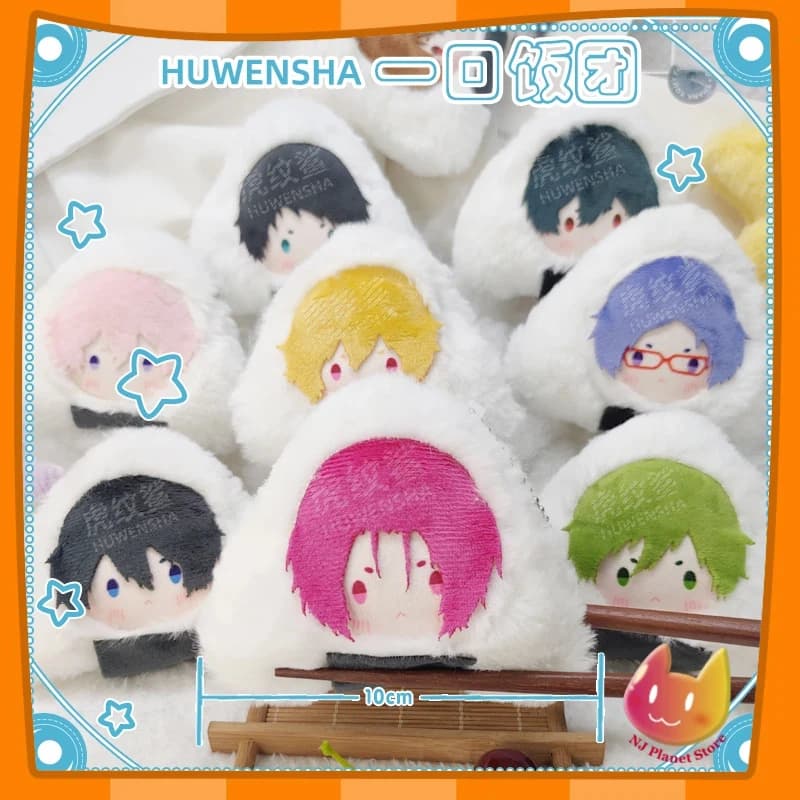 10 cm ripiene gratuitamente! Iwatobi Swim Club Onigiri bambola carina Rin Tachibana Makoto Nanase Haruka Nitori Aiichirou Hazuki Nagisa giocattolo