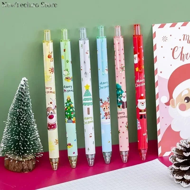 Nuovo 1 pz/6 pz penna Gel di natale 0.5mm penna retrattile inchiostro nero per la scrittura forniture scuola ufficio fornitori penna regali per bambini