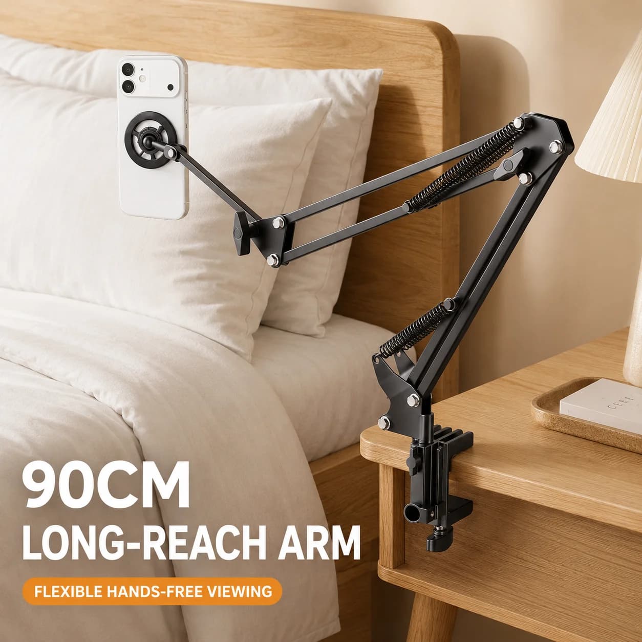 Aluminum Alloy Magnetic Phone Holder, Universal Cantilever Lazy Stand for Bedside Desk and Tablets