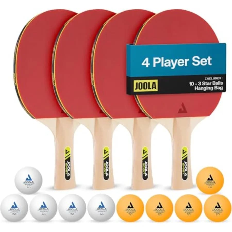 Set Premium di 4 Racchette da Ping Pong per Famiglia - Racchette da Tennis da Tavolo Avanzate, 10 Palline da Ping Pong a 3 Stelle per Allenamento e Custodia per il Trasporto