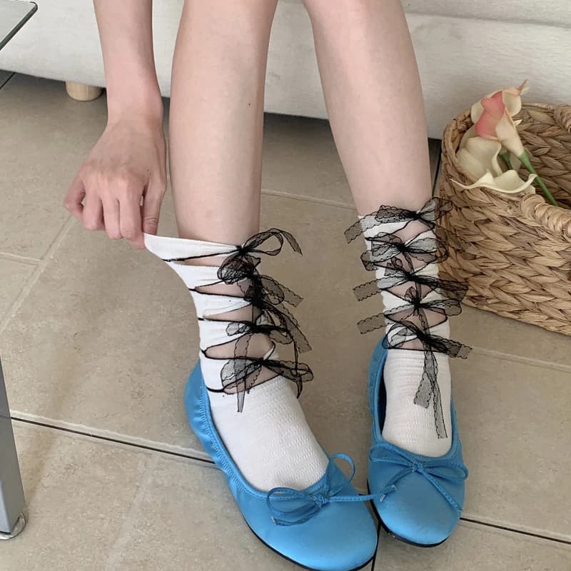 Calzini corti estivi sottili con fiocco in pizzo Sweet Girl, calzini da balletto Kawaii per studentesse, calzini corti carini per gonna JK Lolita, calzini a mezza gamba per tutti i giorni