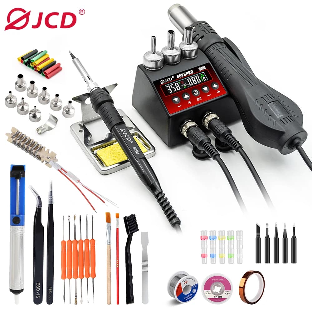 JCD 8898Pro stazione di saldatura 2 in 1 pistola ad aria calda saldatore Display digitale LCD per cellulare SMD BGA IC riparazione strumenti di saldatura