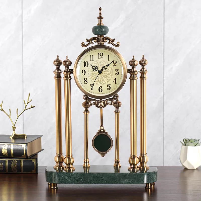 European American light luxury swing clock ornament living room clock pendulum luxury villa desktop marble decoration