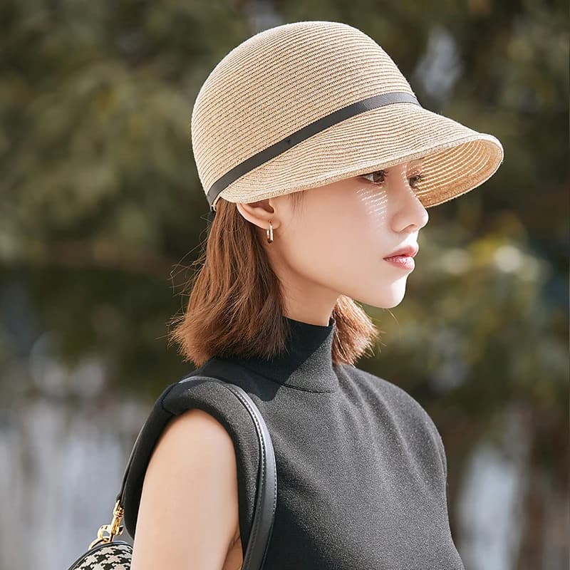 Women's Folding Straw Hat Summer Slim Hat Women's Snap Hat Vacation Shadow Fresh Hat Sea Beach Sun Cover Sun Hats