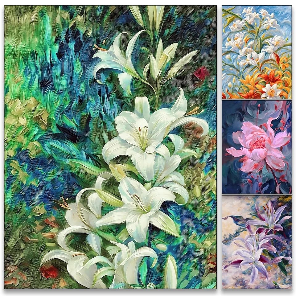 Diamond Painting New Arrival Flower Full Round Cross Stitch Rhinestones Picture Embroidery Portrait Flower Wall Decoration