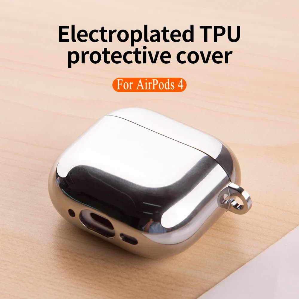 For AirPods 4 Case Electrolytic Silver TPU Caretakers For Apple AirPods 4 4th Gen Covering Plate Funda For AirPods4 Bags