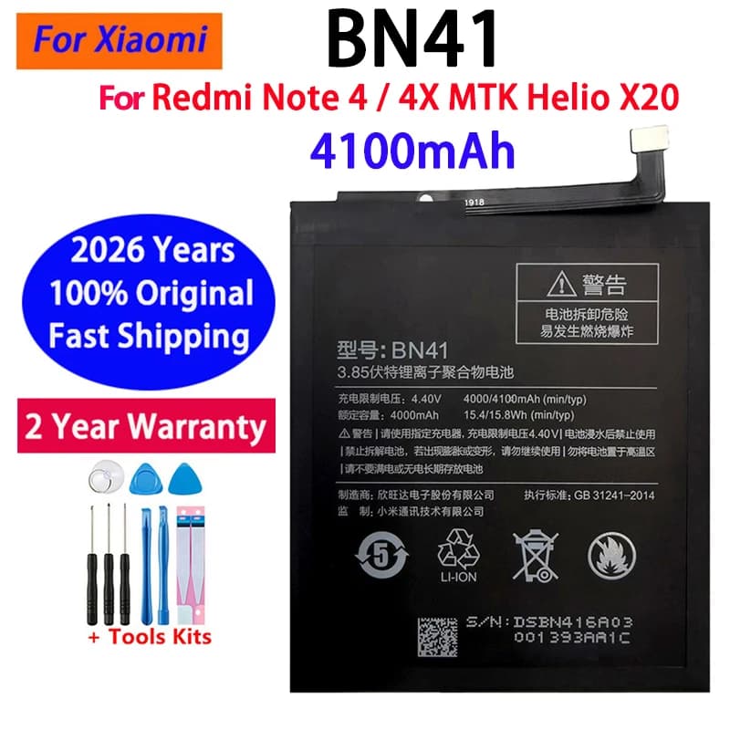 Nuova Batteria Originale BN41 4000mAh per Xiaomi Redmi Note 4 / X4 (2026) - Spedizione Veloce + Strumenti