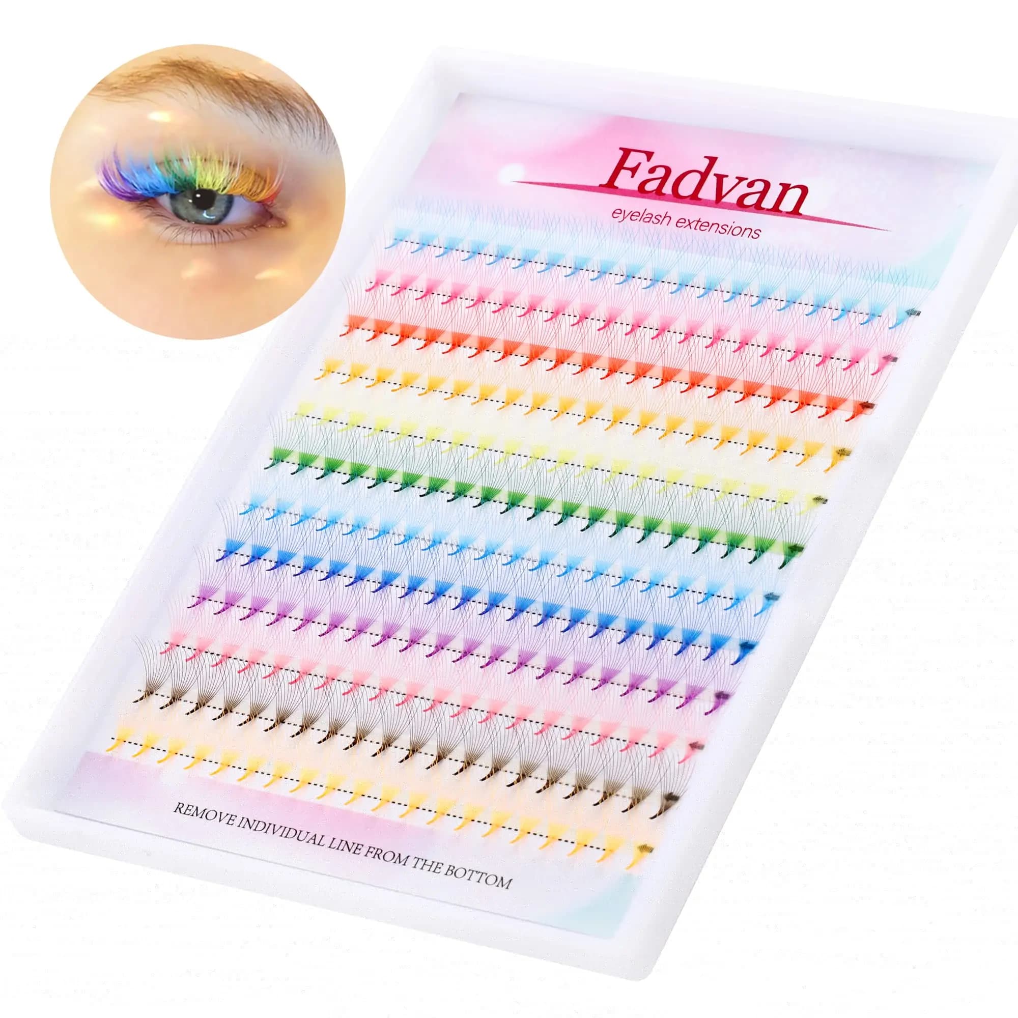 Fadvan 240PCS 10D Estensione ciglia colorate Ciglia colorate Ventole preconfezionate Estensione ciglia D Curl 12 colori 0,07 Morbide e leggere