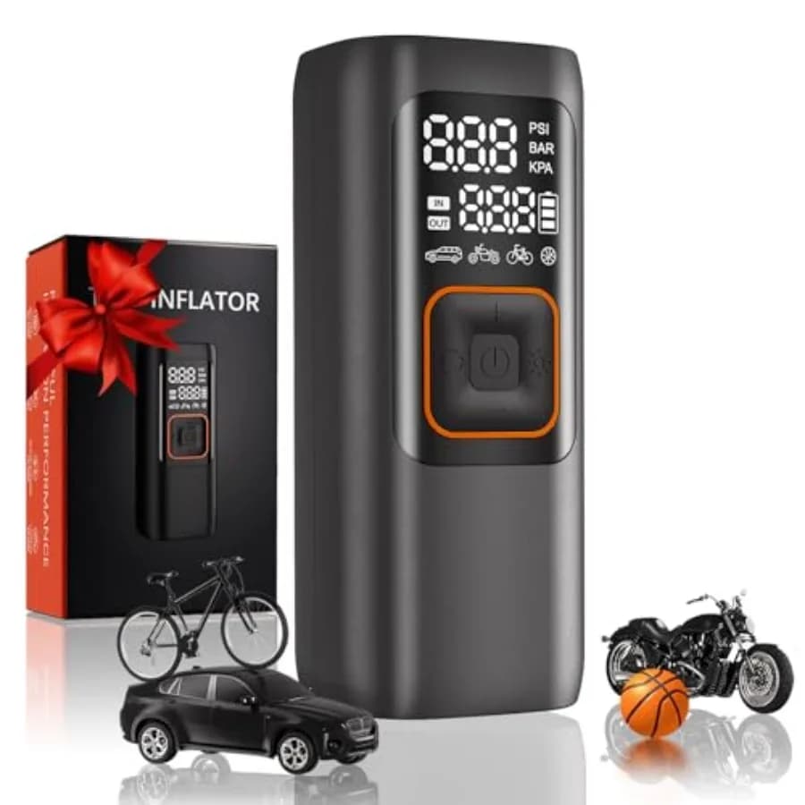 Compressore d'aria portatile 200PSI, gonfiatore digitale per pneumatici, pompa ad aria senza fili per pneumatici auto, spegnimento automatico, luce LED, elettrico