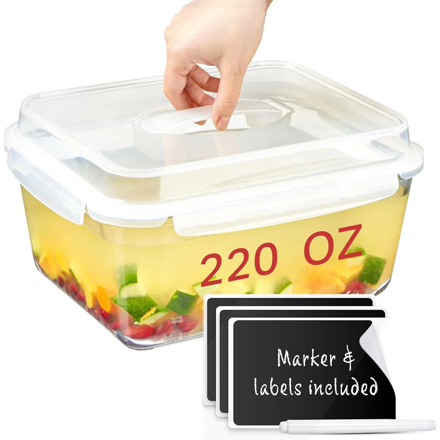 Contenitore in Vetro Extra Large per Alimenti con Coperchio Ermetico e Manico, 6500ml per Preparazione Pasti, Cottura e Arrosto
