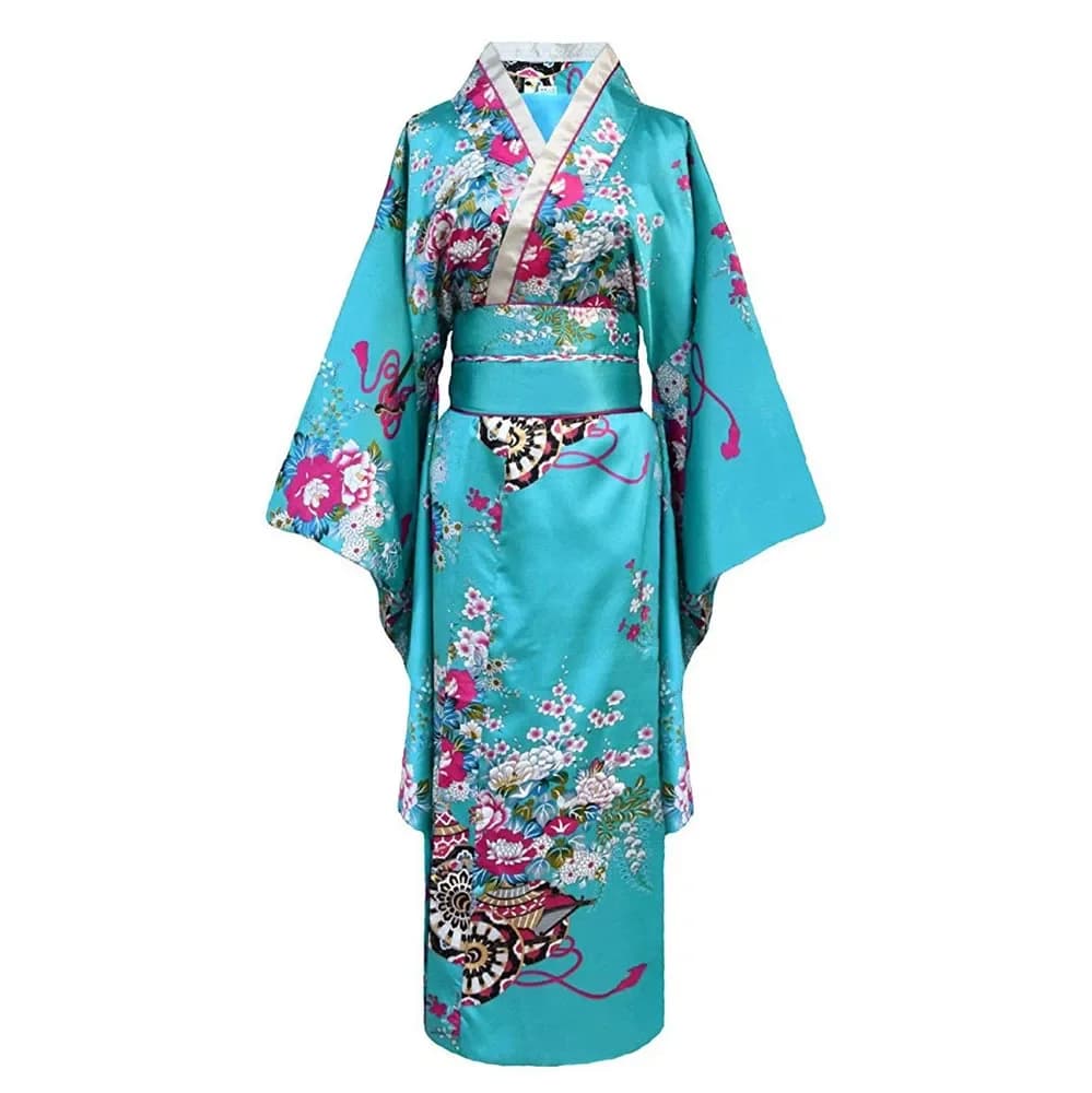 Onesize Kimono Japanese Women's Bathrobe V-neck Dress Satin Evening Dress For Party Dress Dance Dress Vintage Cosplay Costume Long Sleeved Dress