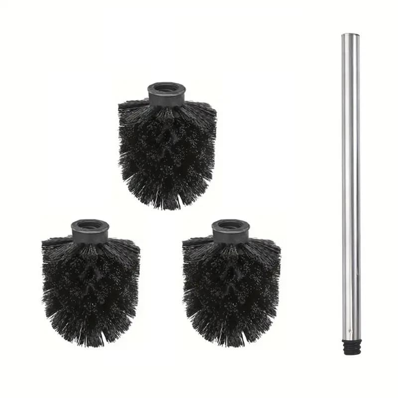 A25F-Toilet Brush Replacement Heads With Stainless Steel Handle Duty Toilet Bowl Cleaner Brushes, Detachable Scrub Brush