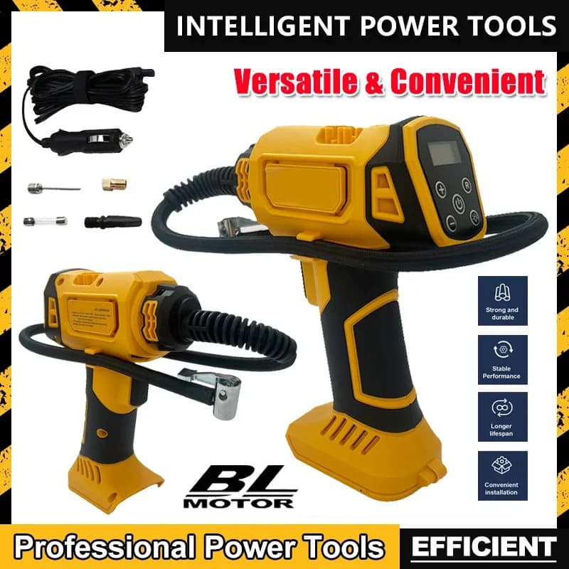 Fit Dewalt Compressore d'aria Gonfiatore automatico per pneumatici Pompa elettrica portatile ricaricabile senza fili con manometro digitale
