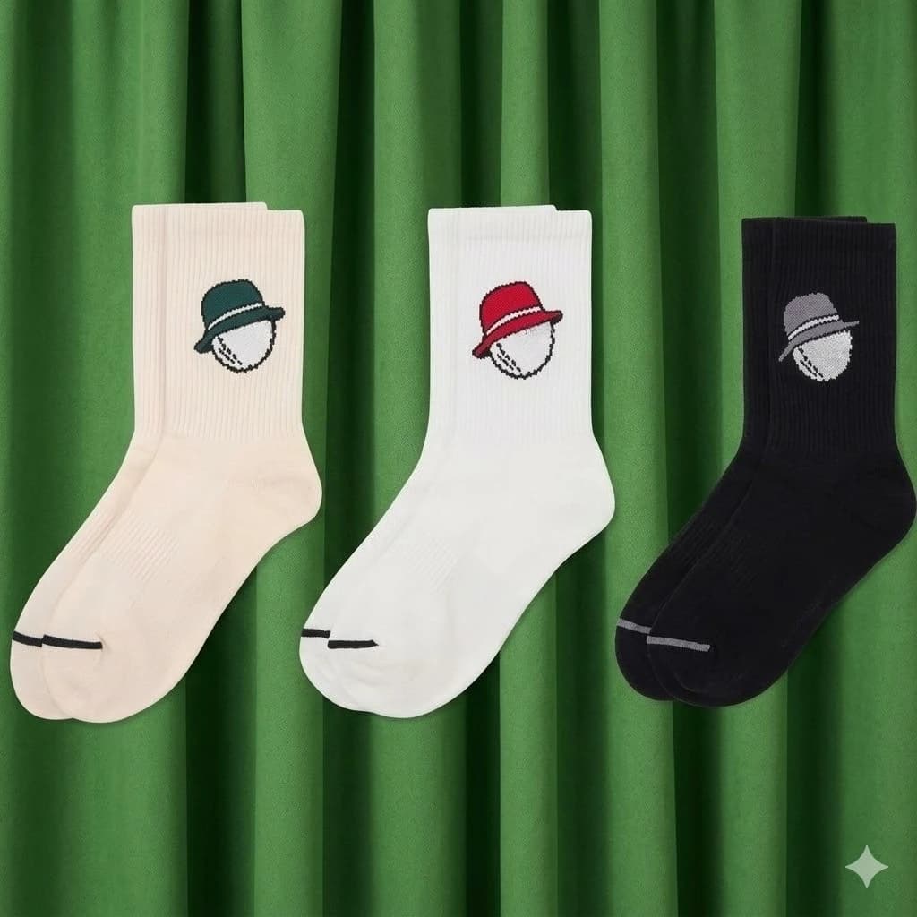 Luxury Cotton Golf Socks Men Women Crew Mid-Tube Sport Socks Trendy Retro Street Athletic Sweat-Absorbing Tennis Socks