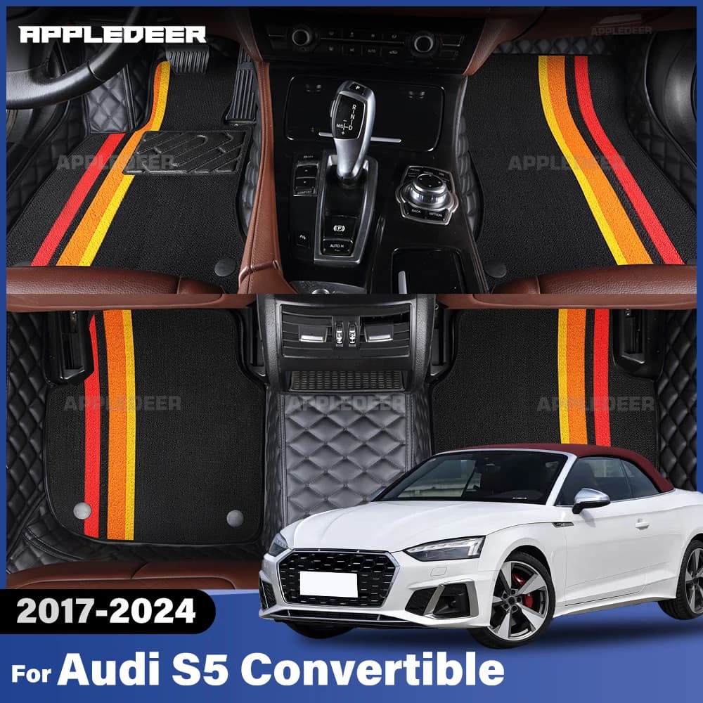Per Audi S5 Convertible 2017-2024 Tappetini per auto a doppio strato Accessori interni per tappeti per auto personalizzati