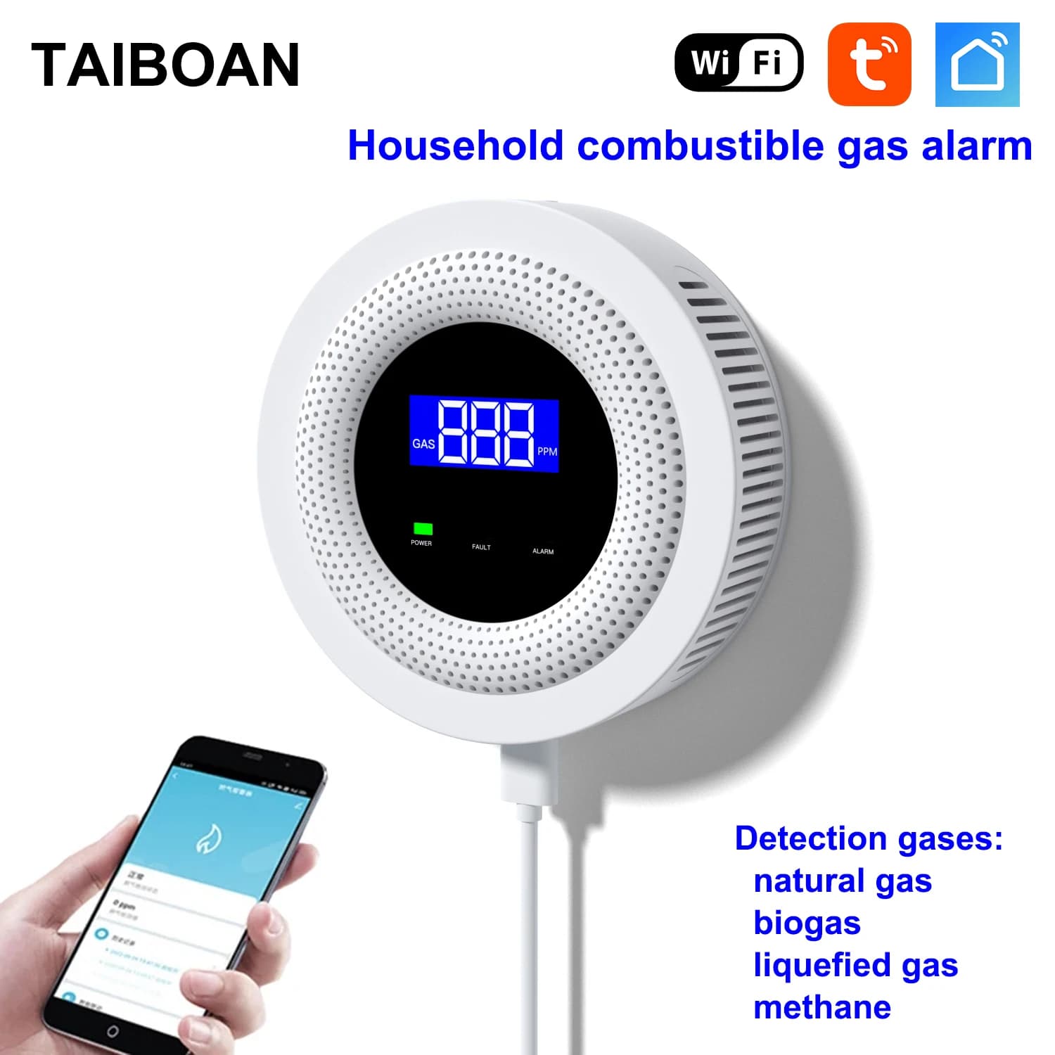 Tuya WiFi Sensore di Perdite di Gas Combustibile 433 MHz Rilevatore di Perdite di Gas Naturale Senza Fili Allarme di Sicurezza Della Cucina di Casa Vita Intelligente APP