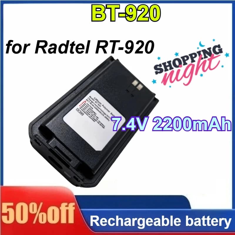 Batteria agli Ioni di Litio BT-920 7.4V 2200mAh per Walkie Talkie, Compatibile con Radtel RT-920, Batteria di Ricambio per Radio Bidirezionale