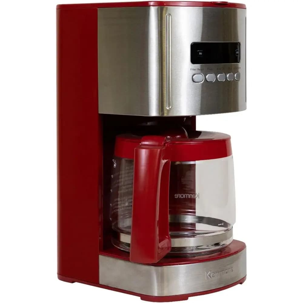 12 cup programmable coffee machine with glass jug, normal and strong preparation options, automatic shutdown, large water tank, reusable filter