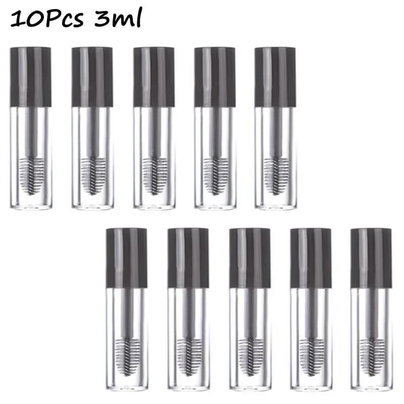 10 pcs 3 ml reusable mascara bottles diy clash cream vial tubes sample portable empty containers travel with black caps