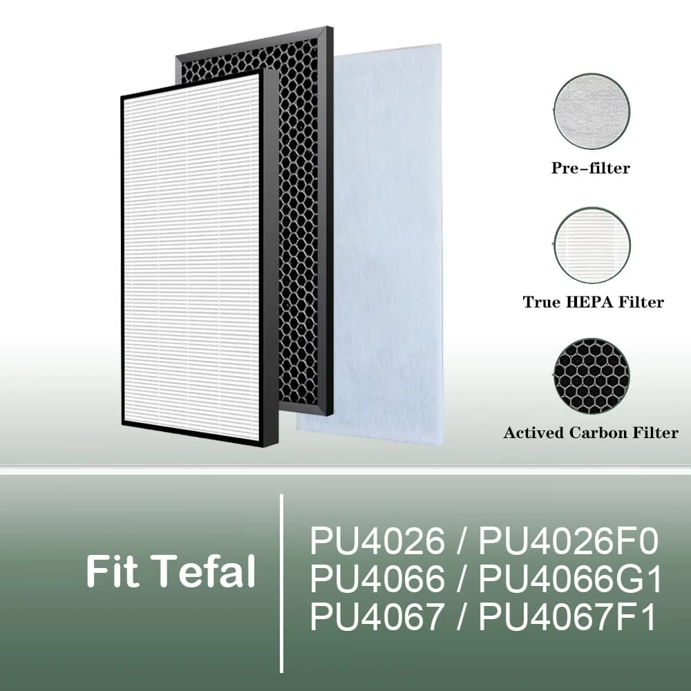 Per TEFAL PU4026 PU4026F0 PU4066 PU4066G1 PU4067 PU4067F1 filtro purificatore d'aria XD6074 e XD6060 sostituzione filtro HEPA e carbone