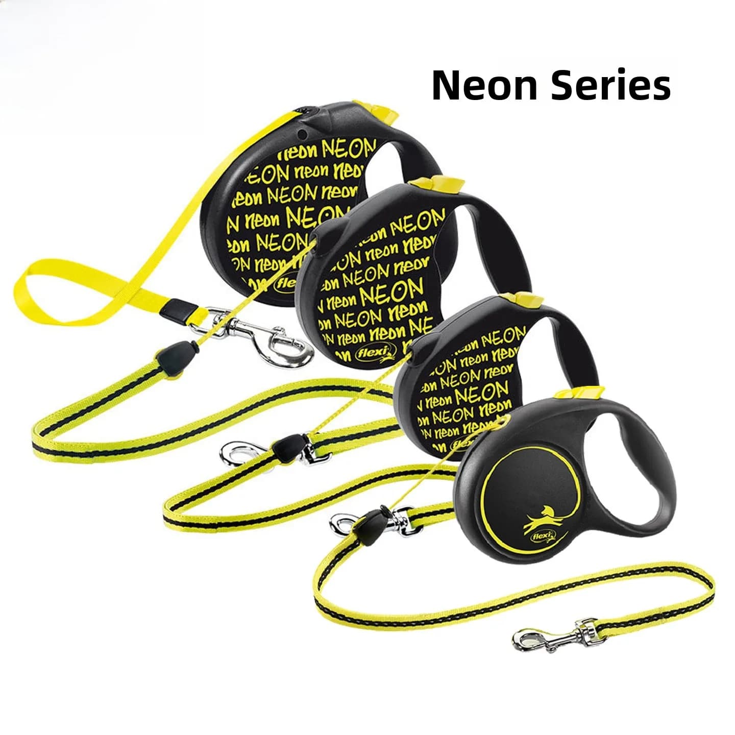 Guinzaglio per Cani Flexi Giallo Fluorescente, Corda di Trazione Automatica Estensibile per Passeggio, Guinzaglio a Catena per Animali Domestici