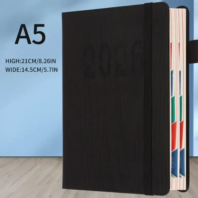 1 piece of leather agenda with hard cover for the new year 2026, 400 pages, daily and monthly schedule and organization