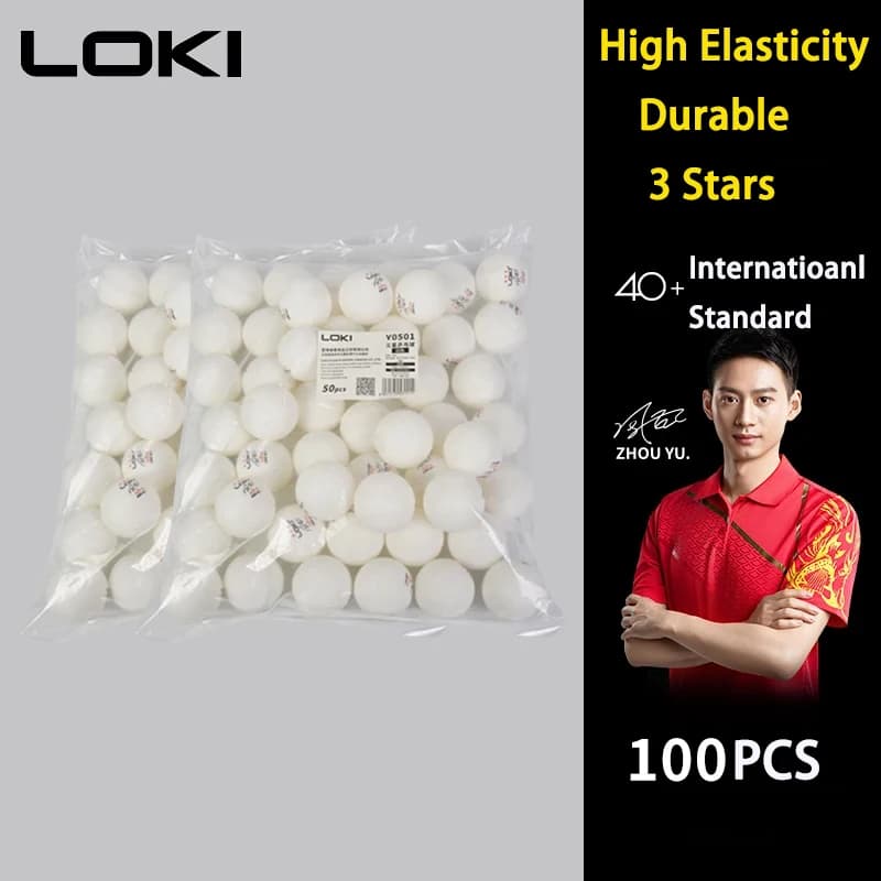 50/100PCS LOKI Palline da ping pong 3 Star 40+ Nuovo materiale plastico ABS Palline da ping pong con cucitura Club Training palline da ping pong